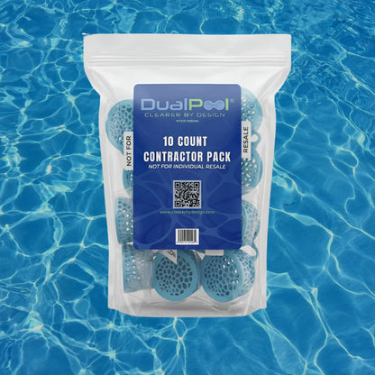 DualPool 2-in-1 Pool Clarifier Contractor (10 pack) Self-Dosing Pool Clarifier - Non-Toxic Pool Clarifier with Phosphate & Metal Remover for Crystal Clear Water, Treats up to 21,000 Gallons, Safe for Use in Saltwater & All Pool Types