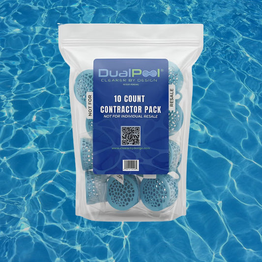 DualPool 2-in-1 Pool Clarifier Contractor (10 pack) Self-Dosing Pool Clarifier - Non-Toxic Pool Clarifier with Phosphate & Metal Remover for Crystal Clear Water, Treats up to 21,000 Gallons, Safe for Use in Saltwater & All Pool Types