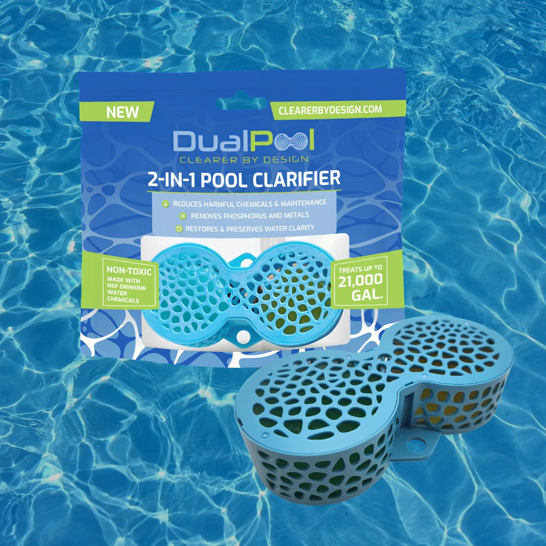 DualPool 2-in-1 Self-Dosing Pool Clarifier - Non-Toxic Pool Clarifier with Phosphate & Metal Remover for Crystal Clear Water, Treats up to 21,000 Gallons, Safe for Use in Saltwater & All Pool Types