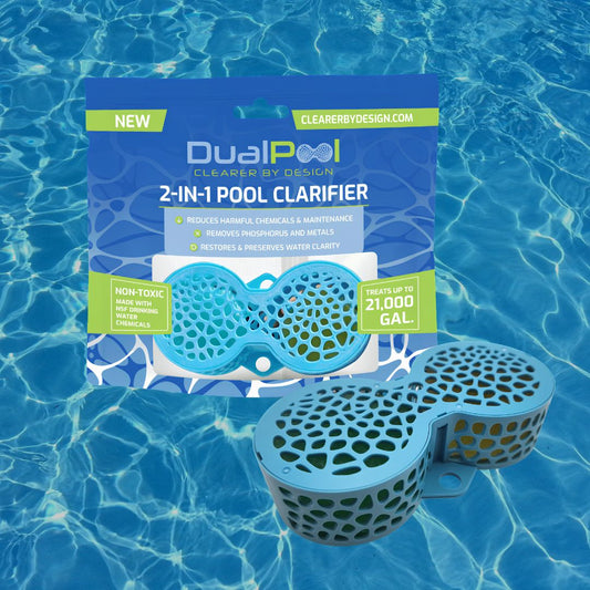 DualPool 2-in-1 Self-Dosing Pool Clarifier - Non-Toxic Pool Clarifier with Phosphate & Metal Remover for Crystal Clear Water, Treats up to 21,000 Gallons, Safe for Use in Saltwater & All Pool Types
